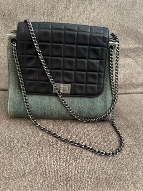 Chanel Leather Chocolate Bar 2.55 Denim Shoulder Bag